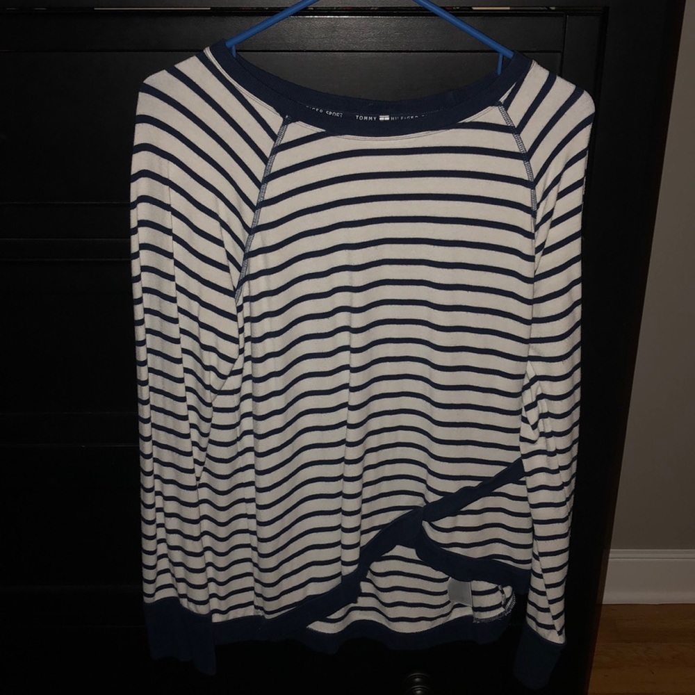 Blue and white sweater